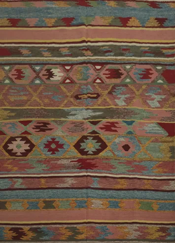 Artisan Kilim Area Rug 8x8 Perfect for Bohemian Decor Styles