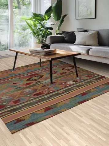 Artisan Kilim Area Rug 8x8 Perfect for Bohemian Decor Styles