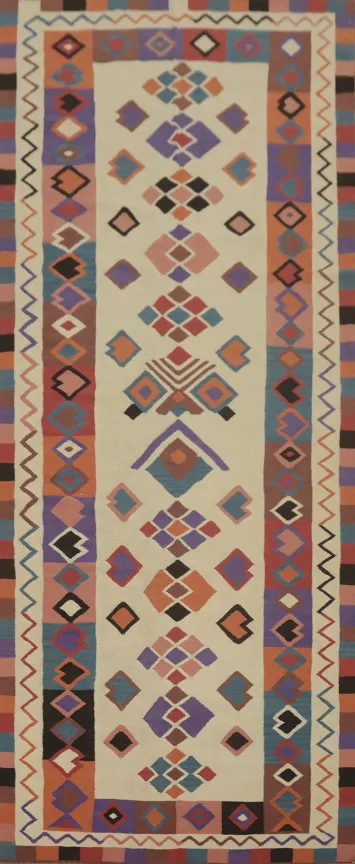 Flat Weave Wool Kilim Oriental Area Rug 5x14