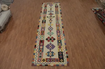 Geometric Wool Kilim Oriental Runner Rug 5x18