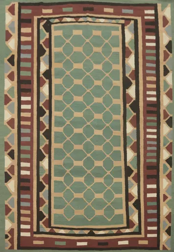 Green Geometric Kilim Oriental Area Rug 8x11