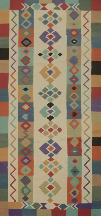 Geometric Wool Kilim Oriental Area Rug 5x11