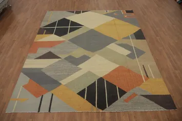All-Over Geometric Kilim Vegetable Dye Area Rug 8x10