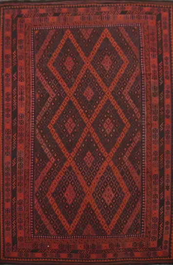 Geometric Kilim Vegetable Dye Area Rug 9x13
