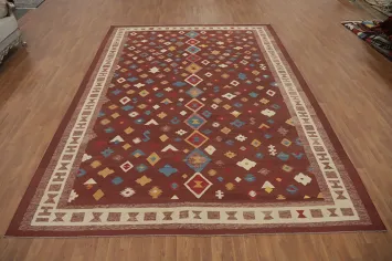 Geometric Kilim Wool Oriental Area Rug 10x13