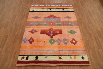 Vegetable Dye Wool Gabbeh Turkish Area Rug 6x9
