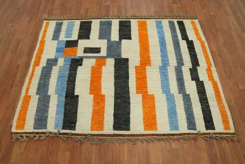 Handmade Wool Moroccan Oriental Rug 5x6