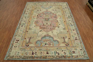 Vegetable Dye Wool Oushak Turkish Area Rug 9x12