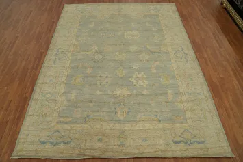 Handmade Gray Oushak Vegetable Dye Area Rug 9x12