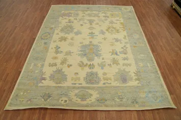 Vegetable Dye Wool Oushak Turkish Area Rug 9x11