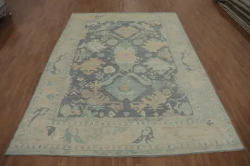 Handmade Gray Oushak Vegetable Dye Area Rug 9x12