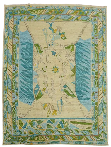 Vegetable Dye Wool Oushak Turkish Area Rug 9x12