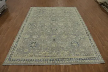 Handmade Gray Oushak Vegetable Dye Area Rug 9x12