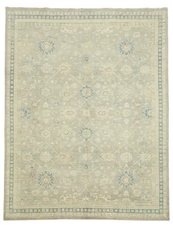 Handmade Gray Oushak Vegetable Dye Area Rug 9x12