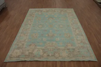 Vegetable Dye Blue Oushak Turkish Area Rug 8x10