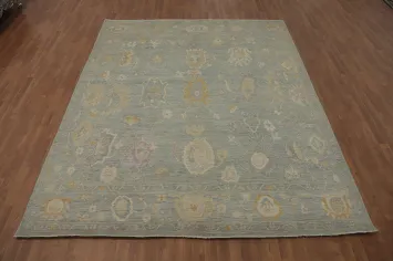 All-Over Gray Floral Oushak Vegetable Dye Area Rug 8x10