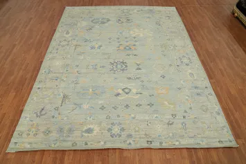 Vegetable Dye Wool Oushak Turkish Area Rug 9x12