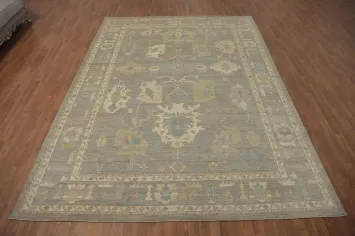 Vegetable Dye Wool Oushak Turkish Area Rug 9x12