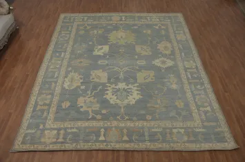 Handmade Floral Oushak Vegetable Dye Large Rug 12x14