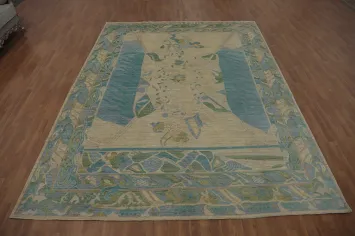 Vegetable Dye Wool Oushak Turkish Area Rug 9x12