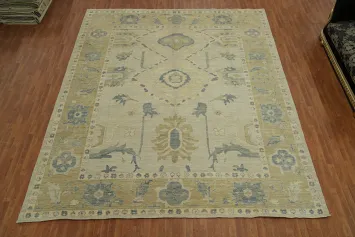 Vegetable Dye Wool Oushak Turkish Large Rug 12x14