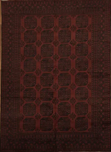 Elephant Foot Red Balouch Afghan Area Rug 8x11