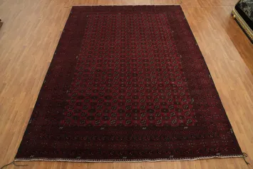 Geometric Wool Red Balouch Afghan Area Rug 10x13