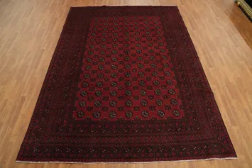 Geometric Wool Red Balouch Afghan Area Rug 8x11