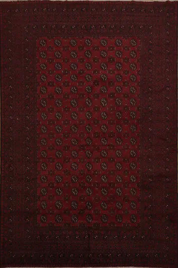Geometric Red Balouch Afghan Area Rug 8x11