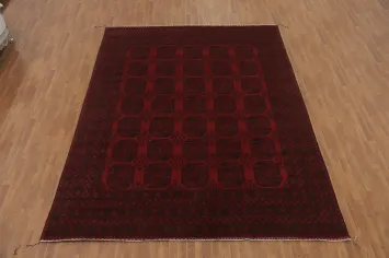 Elephant Foot Red Balouch Afghan Area Rug 10x13