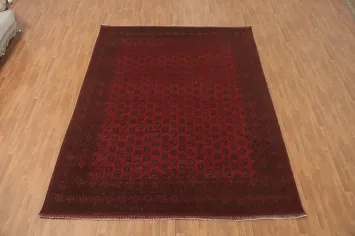 Red Geometric Balouch Afghan Area Rug 10x13