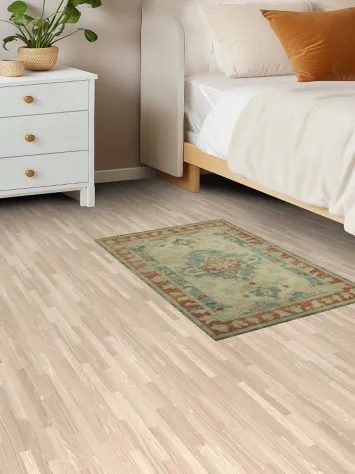 Vegetable Dye Wool Oushak Turkish Foyer Rug 2x3