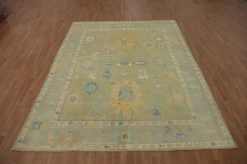 Vegetable Dye Green Oushak Turkish Area Rug 8x10