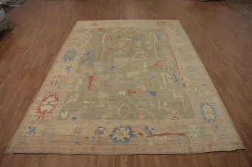 Vegetable Dye Wool Oushak Turkish Area Rug 9x12