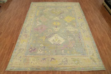 Vegetable Dye Wool Oushak Turkish Area Rug 9x12