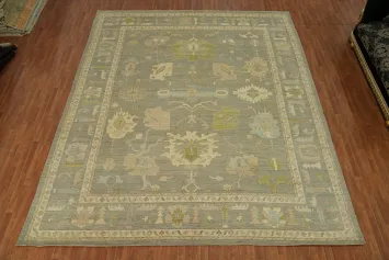 Vegetable Dye Wool Oushak Turkish Large Rug 12x14