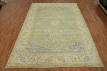 Vegetable Dye Wool Oushak Turkish Area Rug 9x12
