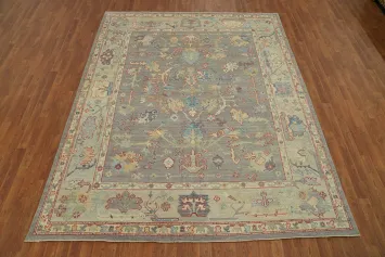 Vegetable Dye Gray Oushak Turkish Area Rug 8x10