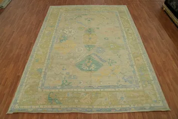 Vegetable Dye Wool Oushak Turkish Area Rug 9x12