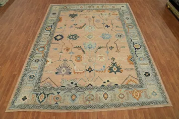 Vegetable Dye Wool Oushak Turkish Area Rug 9x12