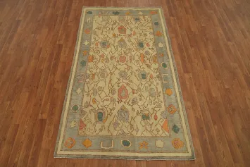 Vegetable Dye Wool Oushak Turkish Rug 4x7
