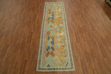 Vegetable Dye Wool Oushak Turkish Runner Rug 3x11