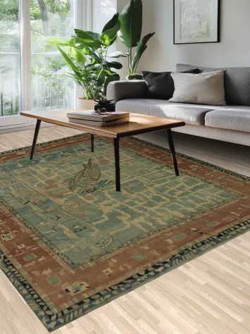 Ziegler Vegetable Dye Area Rug 8x10 with Parrot Centerpiece