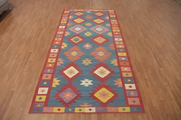 Blue Geometric Kilim Oriental Area Rug 6x12