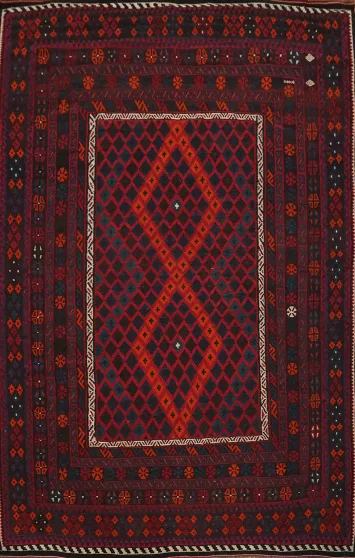 Vegetable Dye Red Kilim Oriental Area Rug 9x13