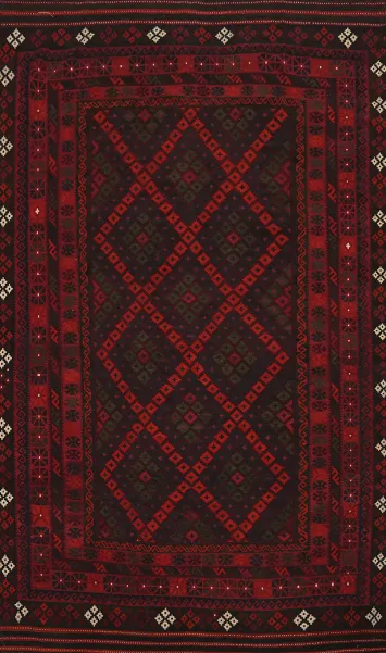 Geometric Kilim Vegetable Dye Area Rug 9x13