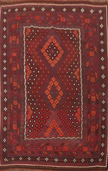 Geometric Kilim Vegetable Dye Area Rug 9x13