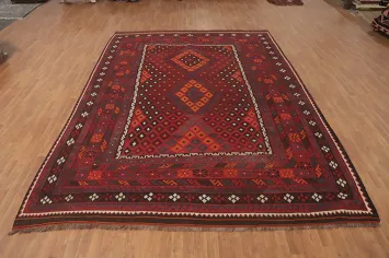 Geometric Kilim Vegetable Dye Area Rug 9x13