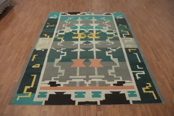 Geometric Kilim Vegetable Dye Area Rug 8x10