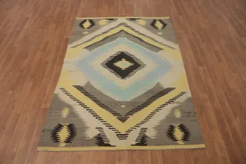 Vegetable Dye Geometric Kilim Oriental Rug 4x6